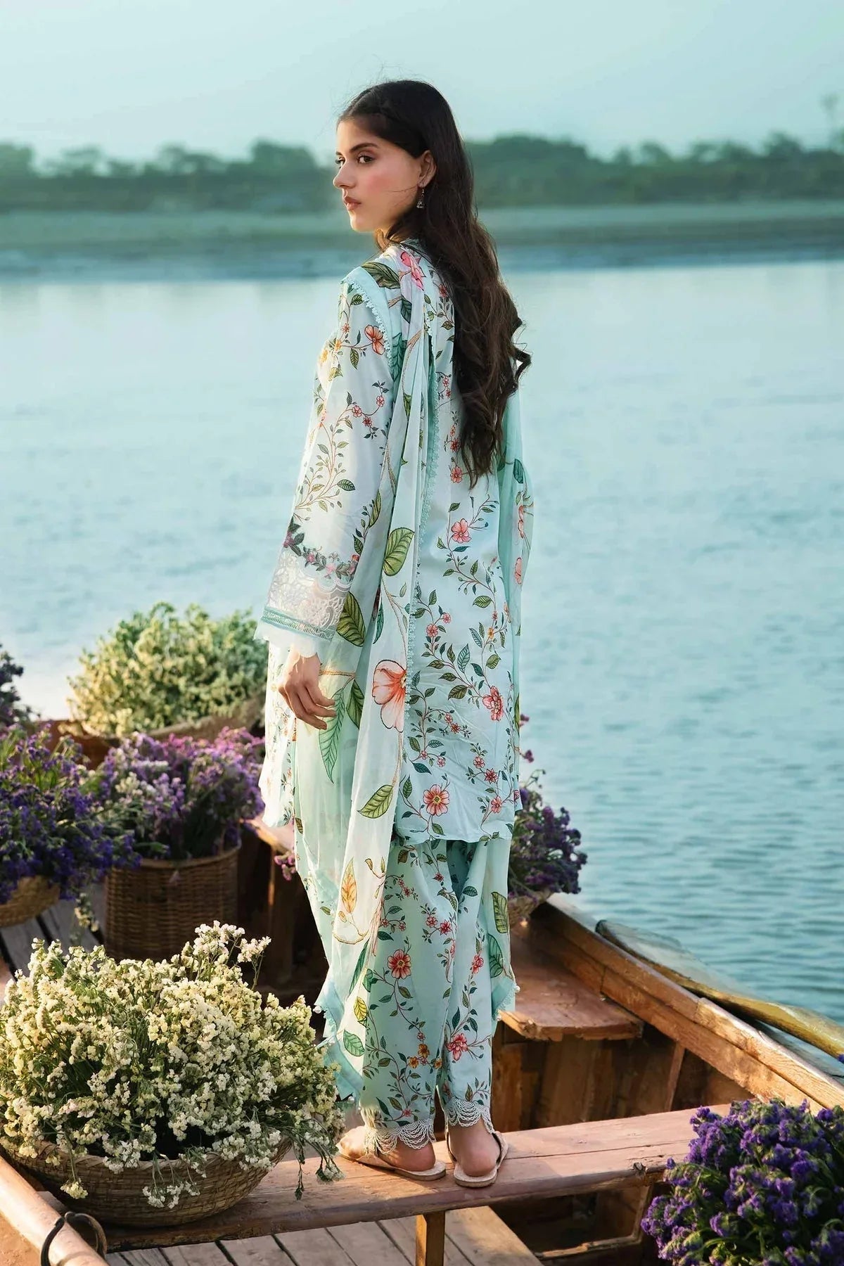Maria b | M Basics Lawn | 406-B - Aqsa Fabrics