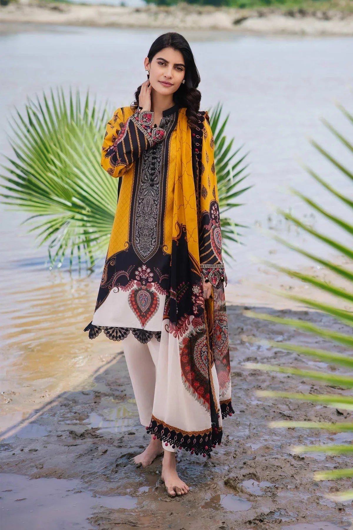 Maria b | M Basics Lawn | 407-B - Aqsa Fabrics