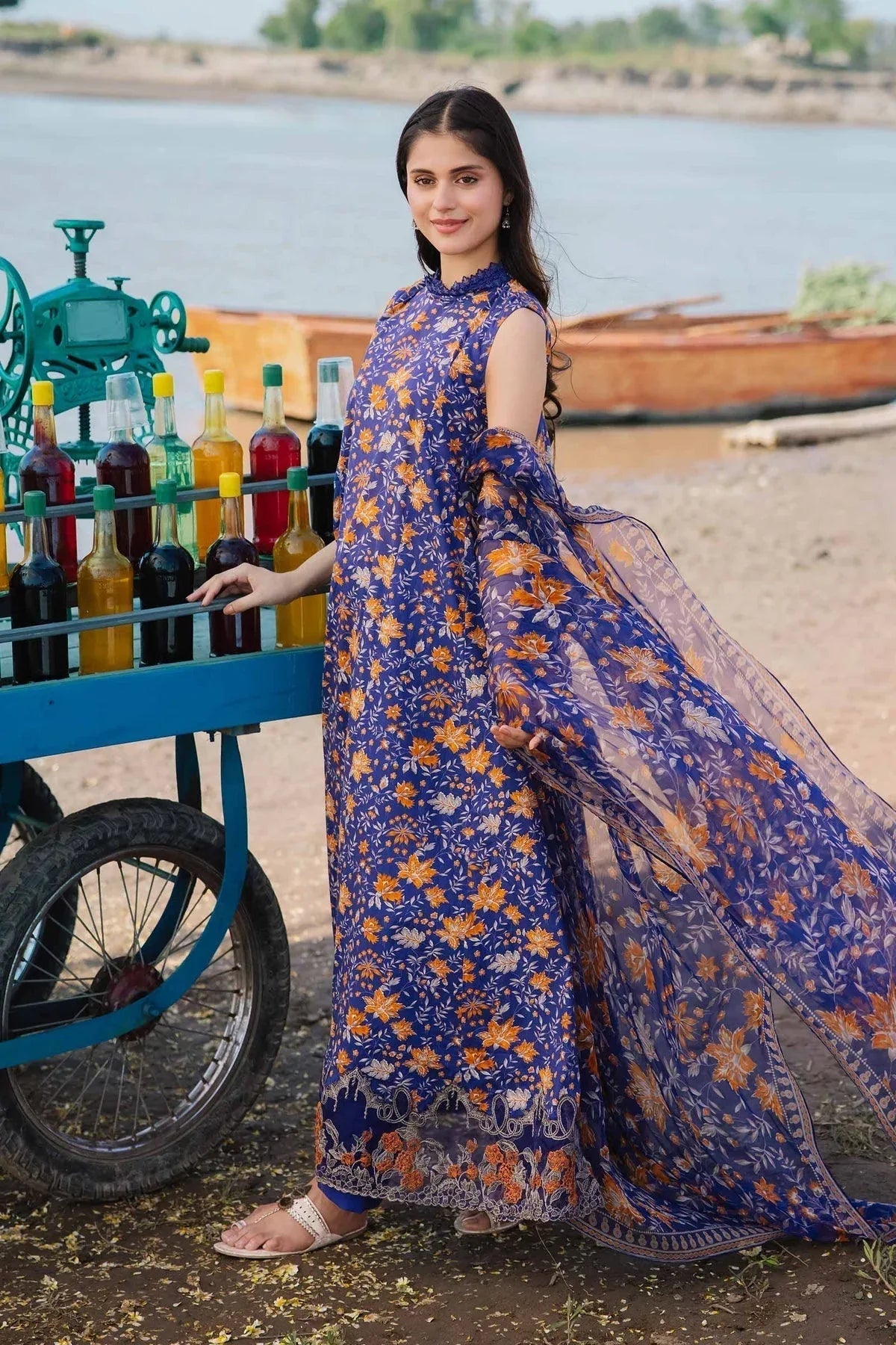 Maria b | M Basics Lawn | 409-B - Aqsa Fabrics