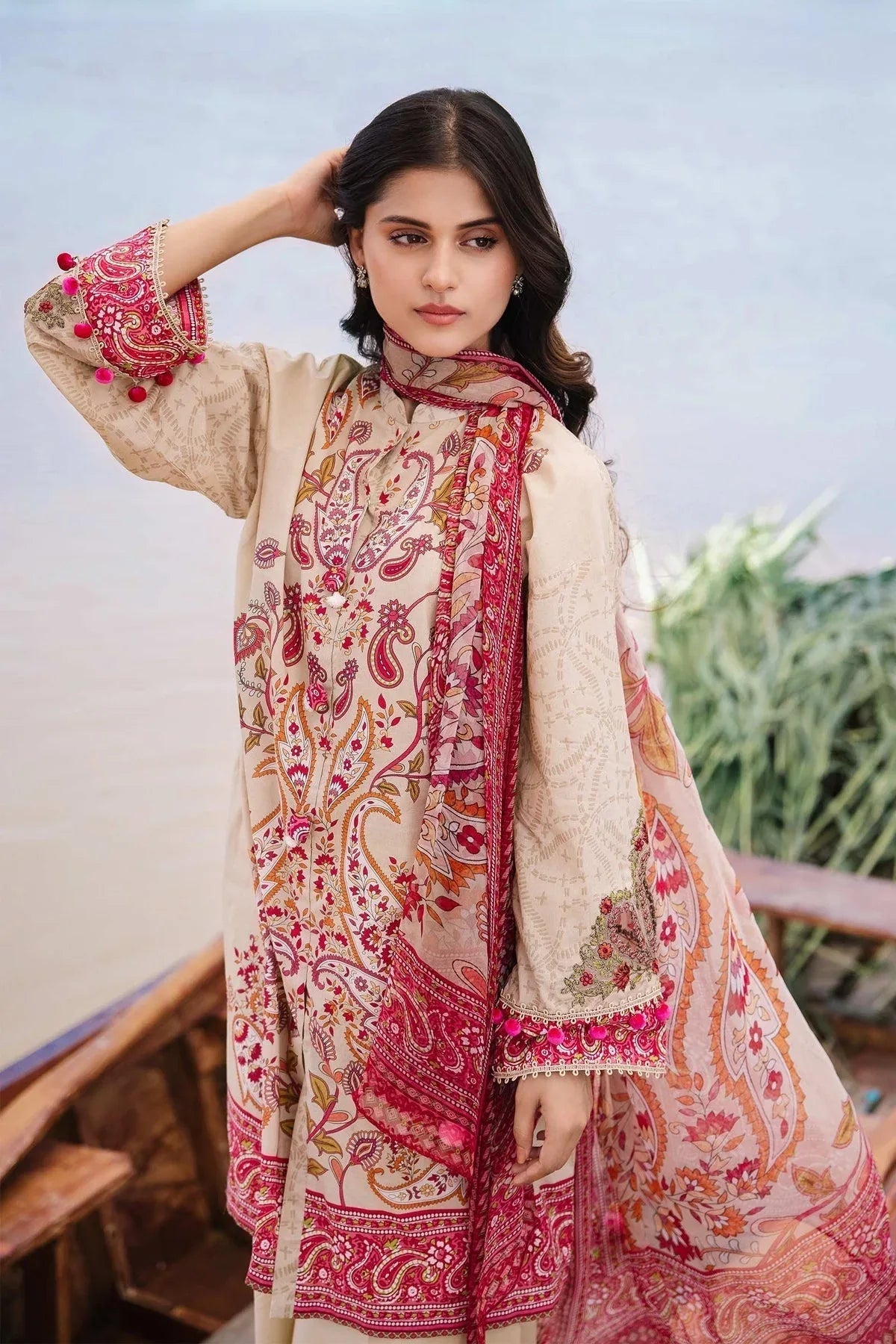 Maria b | M Basics Lawn | 410-B - Aqsa Fabrics