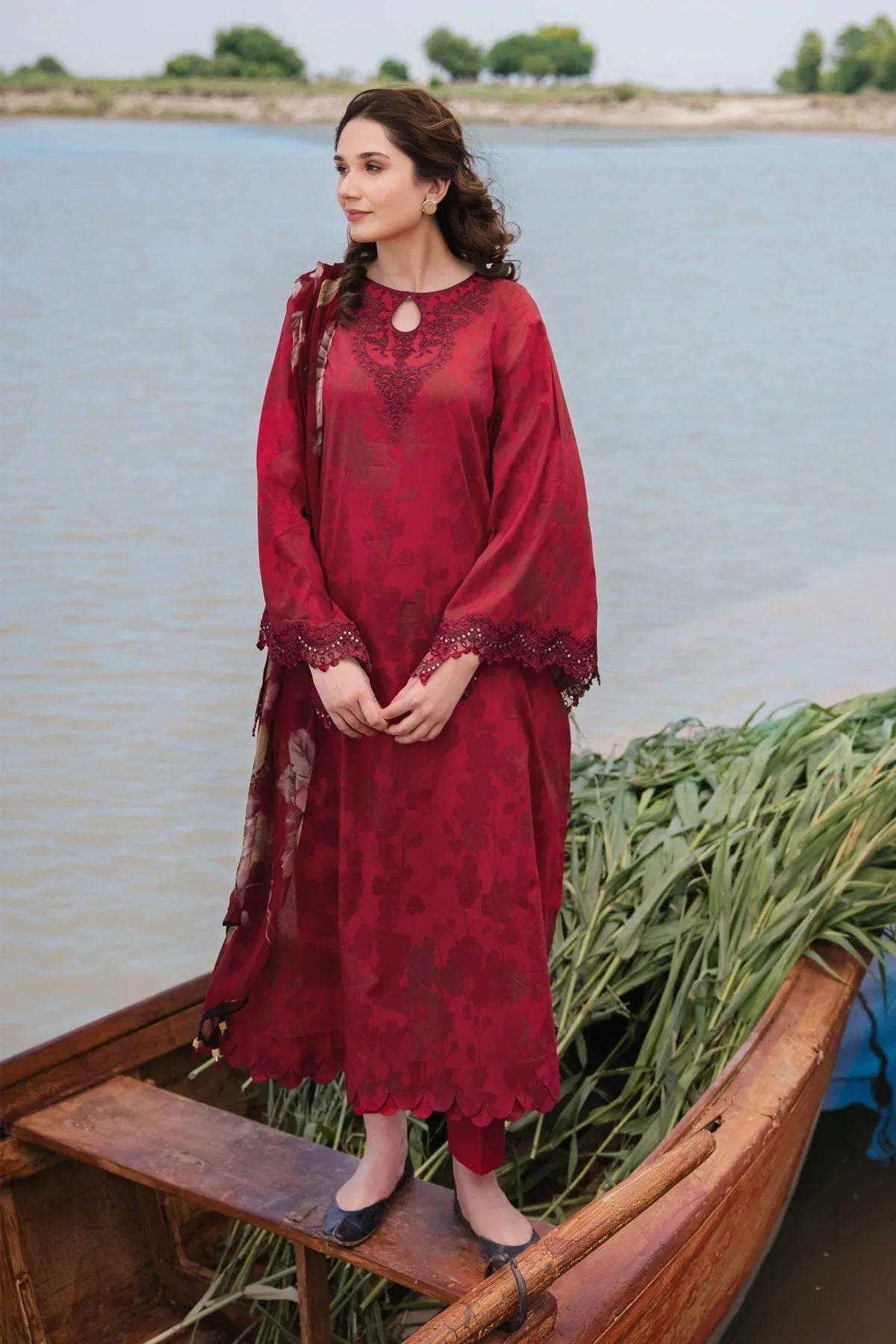 Maria b | M Basics Lawn | 411-A - Aqsa Fabrics