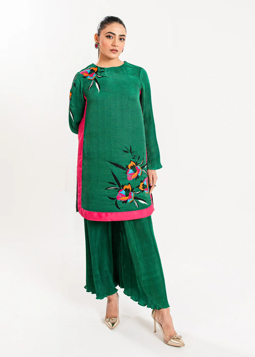 Maria Osama Khan | Claire Pleated Silk | Ivy - Aqsa Fabrics