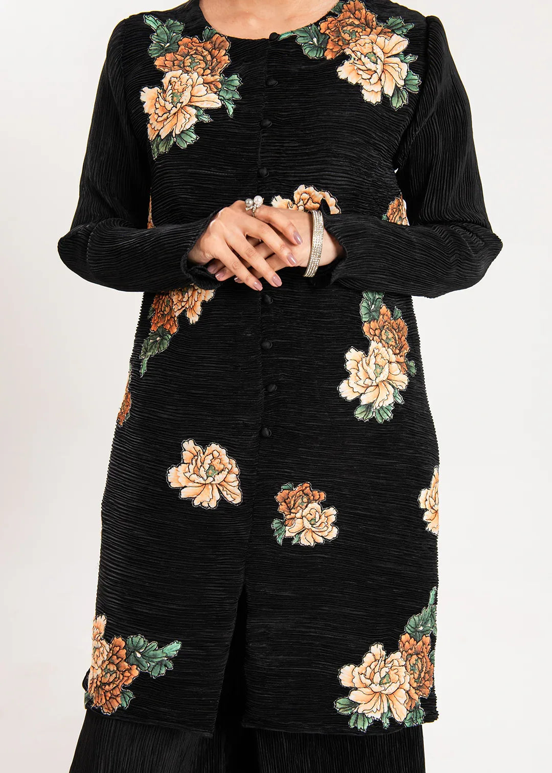 Maria Osama Khan | Claire Pleated Silk | Twilight - Aqsa Fabrics