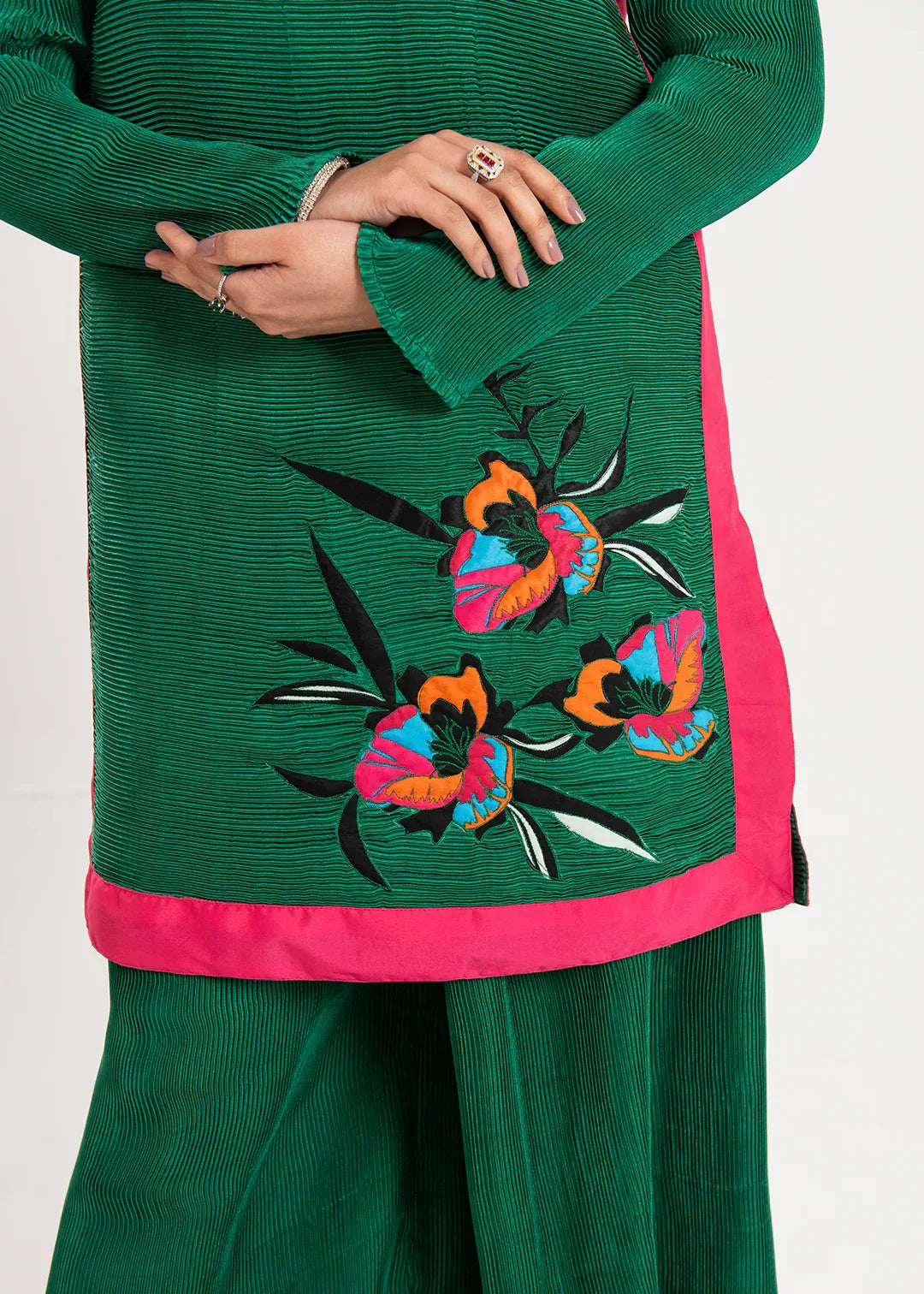 Maria Osama Khan | Claire Pleated Silk | Ivy - Aqsa Fabrics