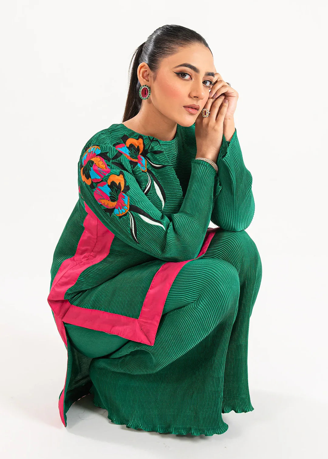 Maria Osama Khan | Claire Pleated Silk | Ivy - Aqsa Fabrics