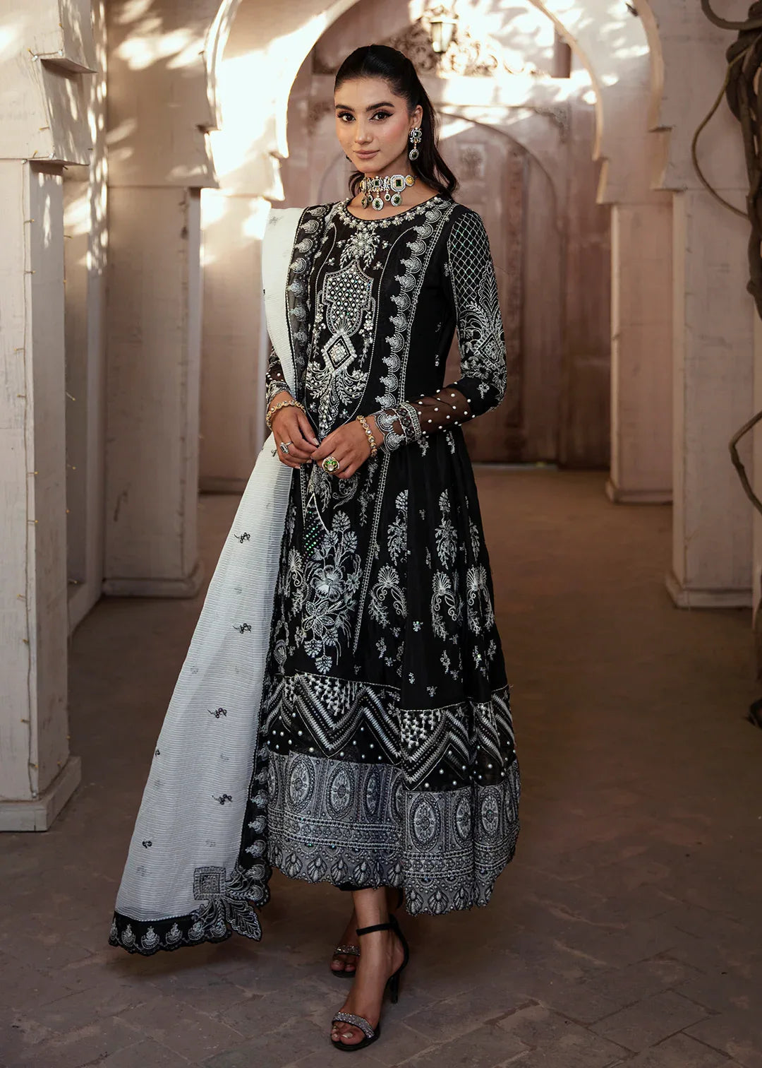 Maria Osama Khan | Rang e Noor Eid Edit | Neel Kamal-Black - Aqsa Fabrics