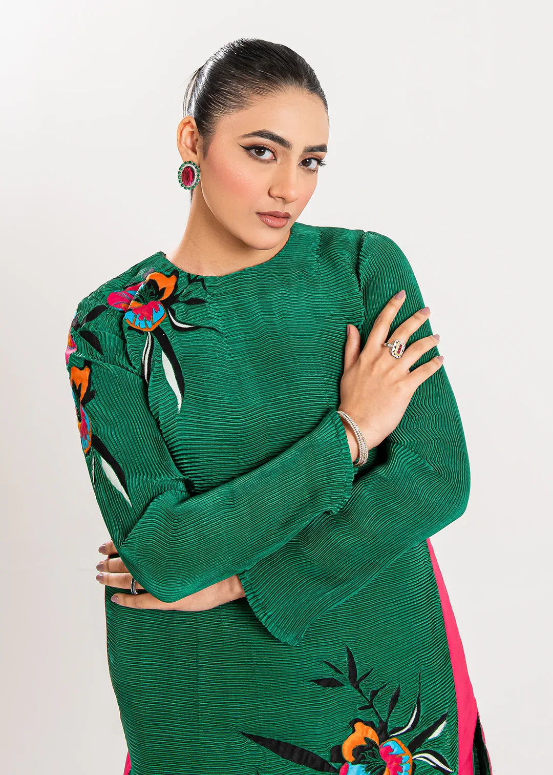 Maria Osama Khan | Claire Pleated Silk | Ivy - Aqsa Fabrics