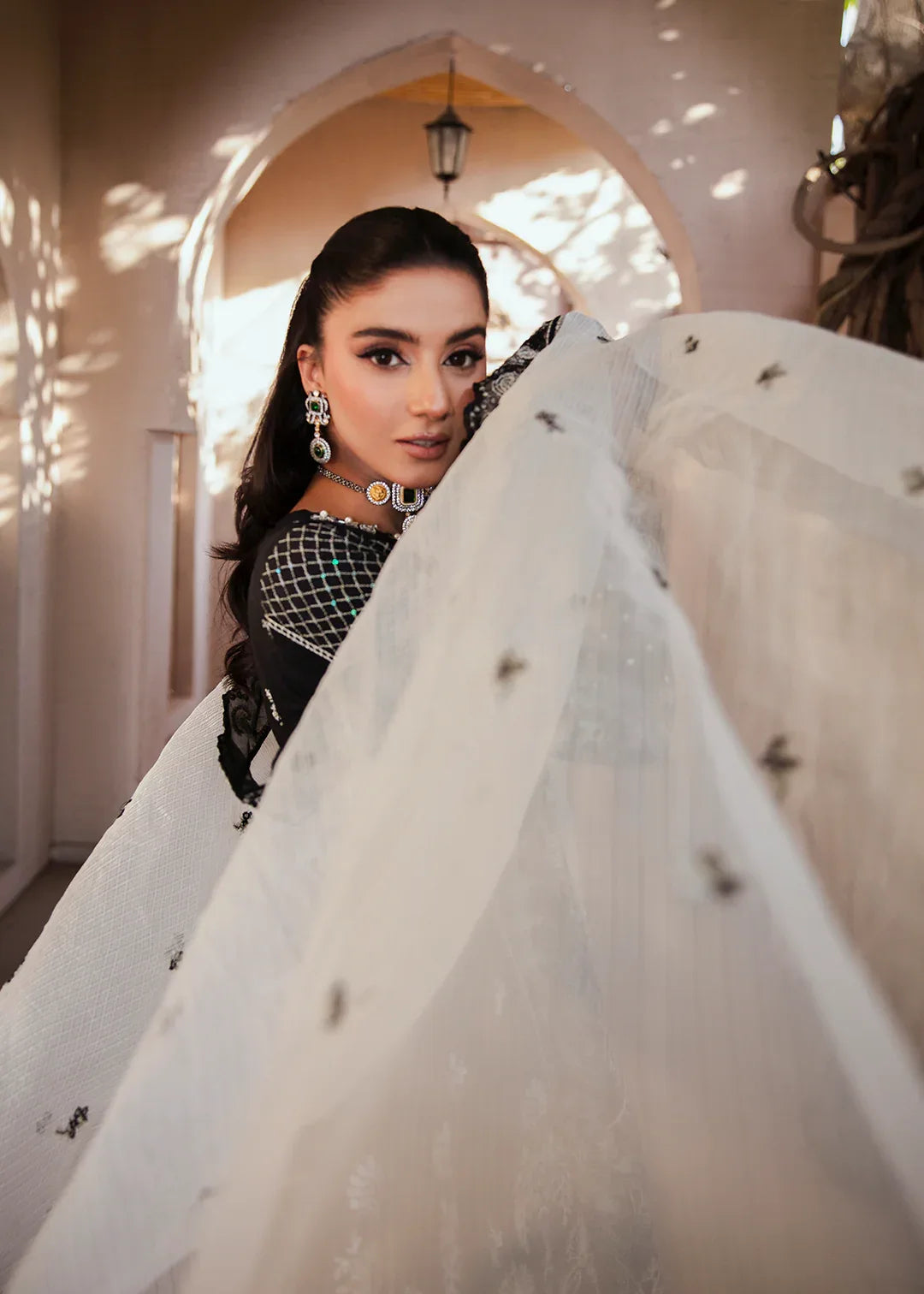 Maria Osama Khan | Rang e Noor Eid Edit | Neel Kamal-Black - Aqsa Fabrics