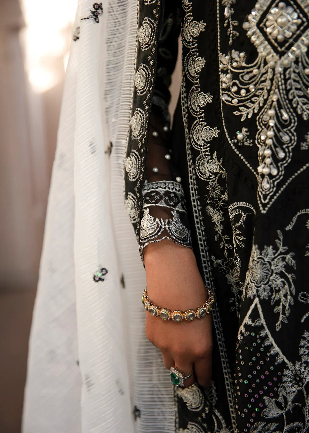 Maria Osama Khan | Rang e Noor Eid Edit | Neel Kamal-Black - Aqsa Fabrics