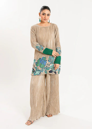 Maria Osama Khan | Claire Pleated Silk | Stardust - Aqsa Fabrics
