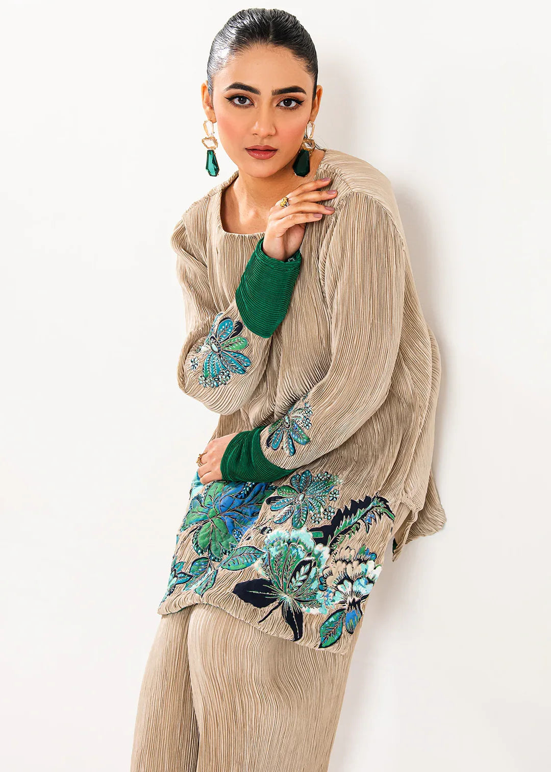 Maria Osama Khan | Claire Pleated Silk | Stardust - Aqsa Fabrics