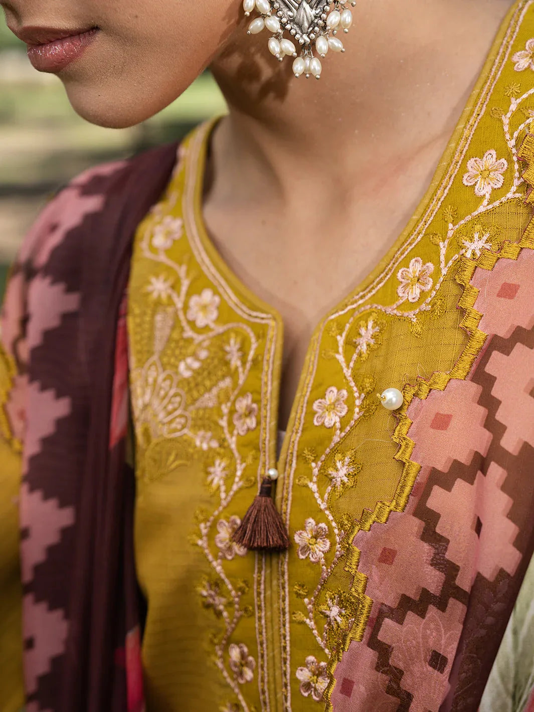 Hemstitch | The Garden Lawn | Matcha - Aqsa Fabrics