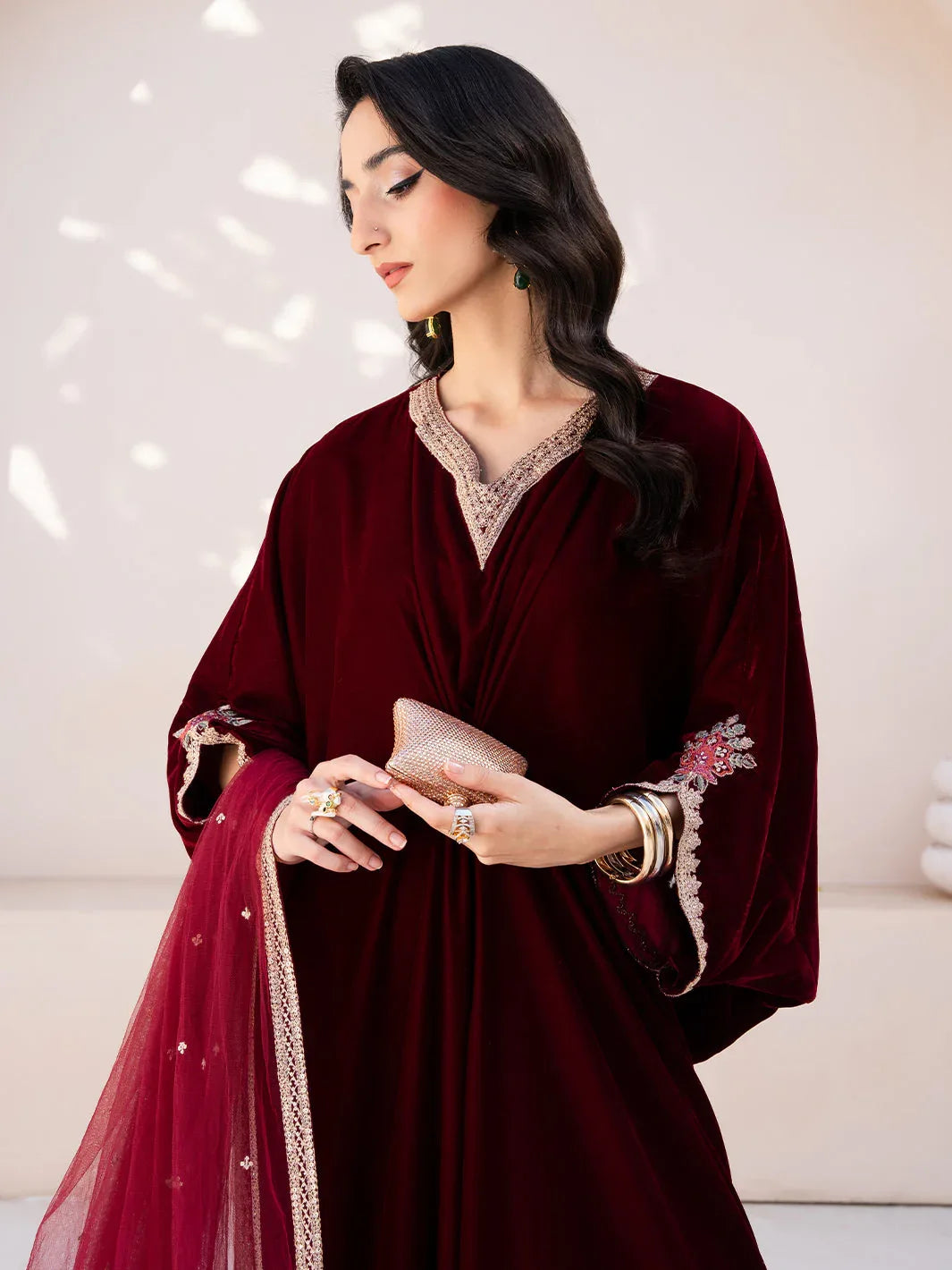 Izel | Le Tresor Formals | Merlot - Aqsa Fabrics