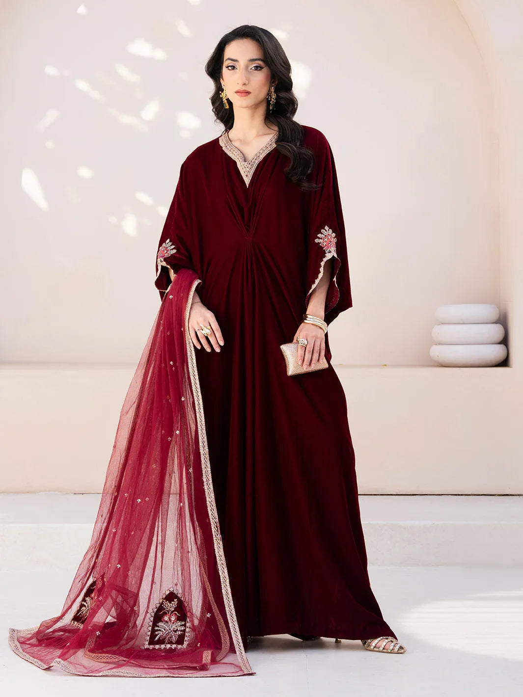 Izel | Le Tresor Formals | Merlot - Aqsa Fabrics