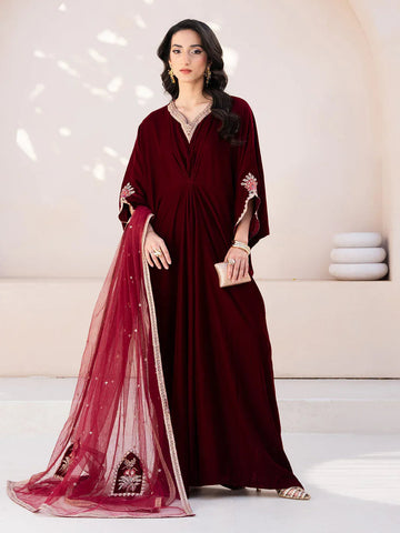 Izel | Le Tresor Formals | Merlot - Aqsa Fabrics