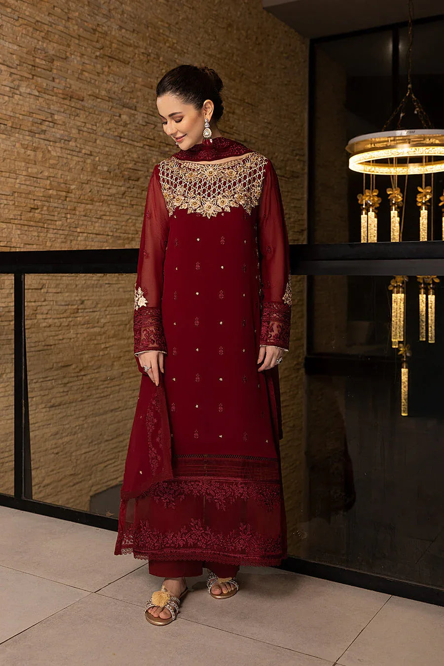 Azure | Embroidered Chiffon Collection | Mookaite - Aqsa Fabrics