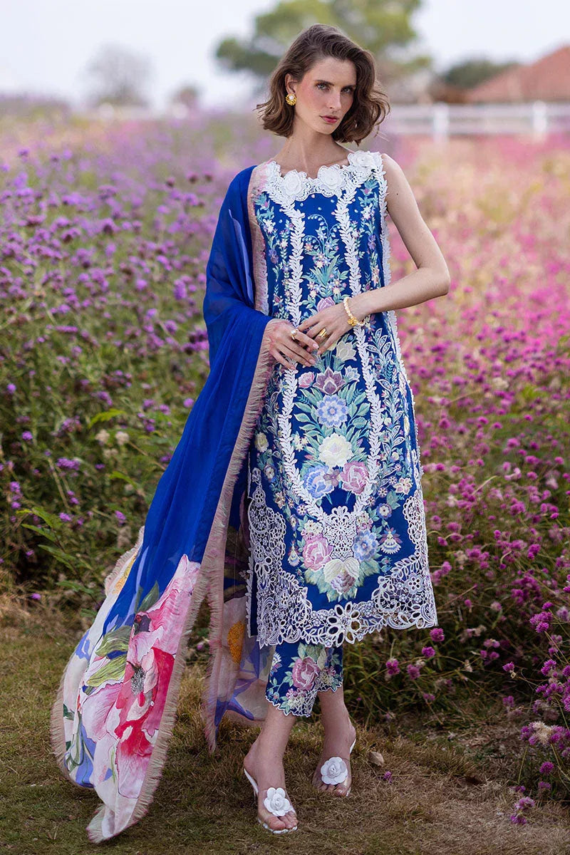 Mushq | Hemline The Secret Garden | BLUE MORPHO - Aqsa Fabrics