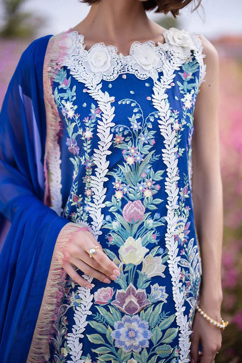 Mushq | Hemline The Secret Garden | BLUE MORPHO - Aqsa Fabrics