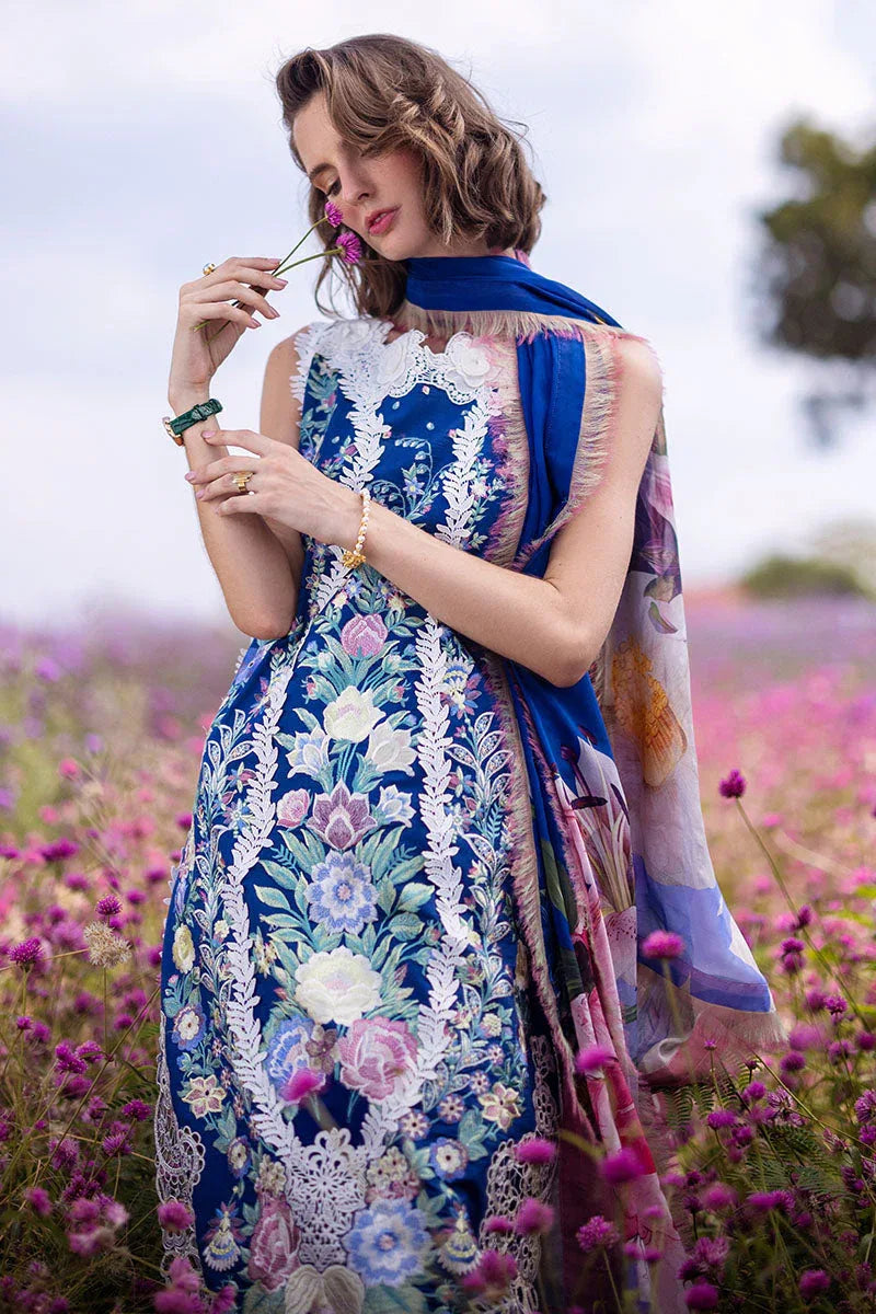 Mushq | Hemline The Secret Garden | BLUE MORPHO - Aqsa Fabrics