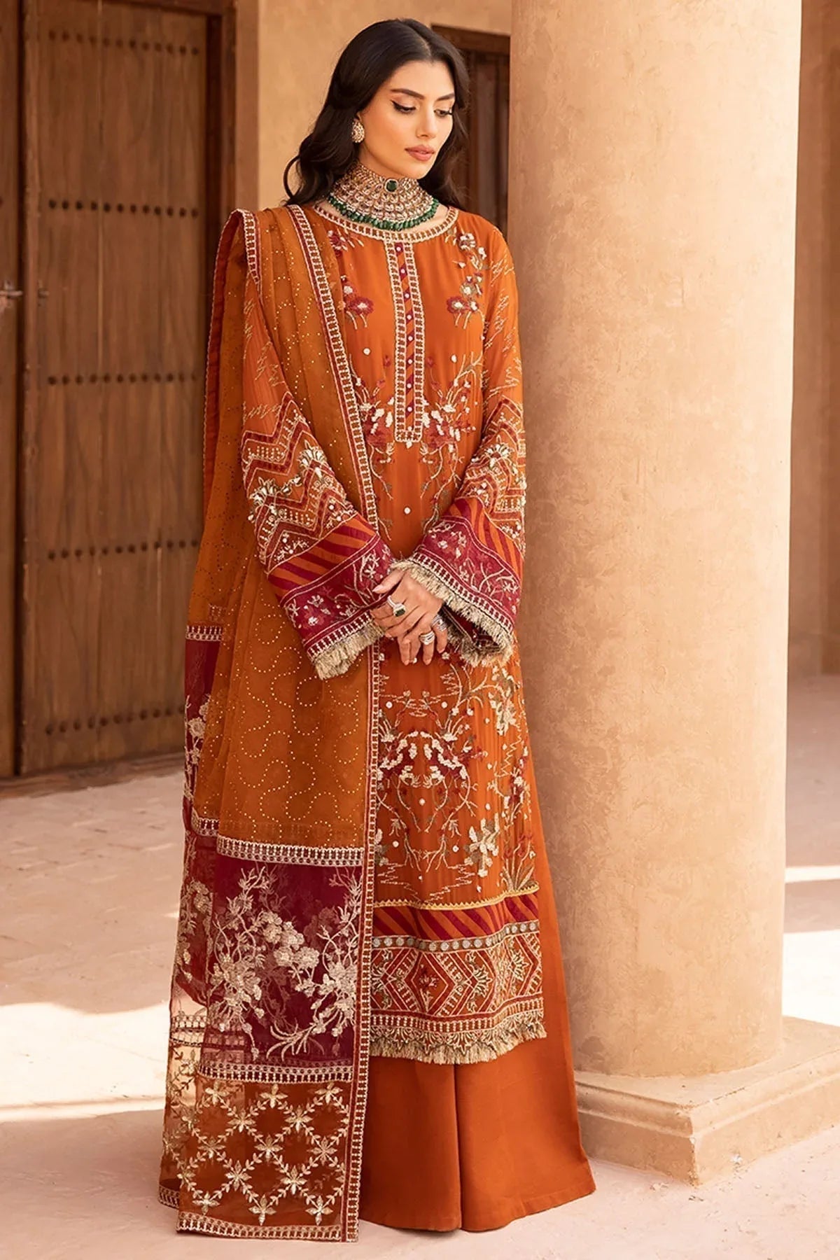 Nureh | Embroidered Luxury Chiffon | NEL-22 - Aqsa Fabrics