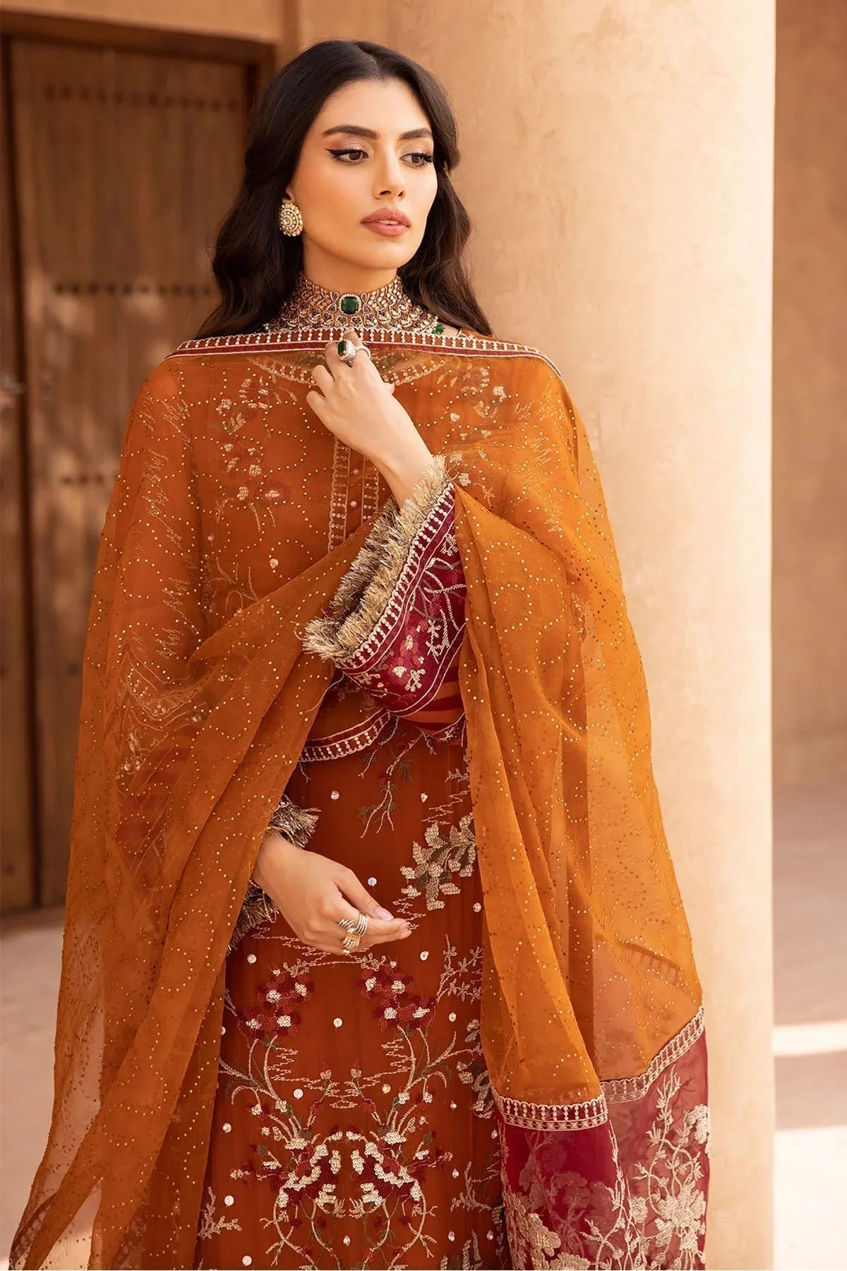 Nureh | Embroidered Luxury Chiffon | NEL-22 - Aqsa Fabrics
