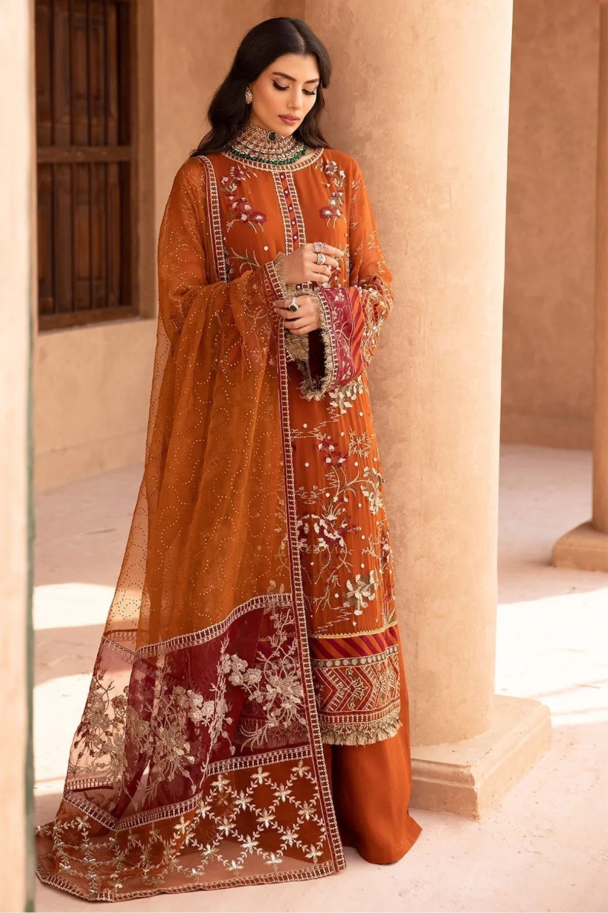 Nureh | Embroidered Luxury Chiffon | NEL-22 - Aqsa Fabrics