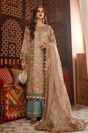NEW MARIA B - Off White with Sea Green (BD-2507) - Aqsa Fabrics