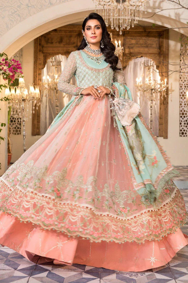 NEW MARIA B - Pearl White, Peach and Aqua (BD-2408) - Aqsa Fabrics