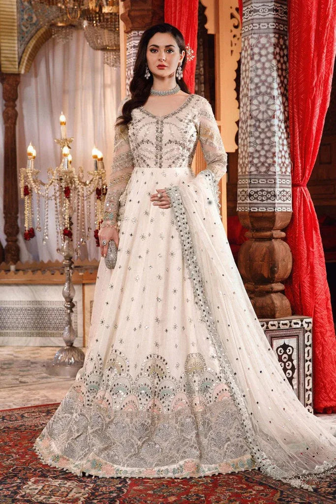 NEW MARIA B -Pearl White and Peachy Silver (BD-2502) - Aqsa Fabrics