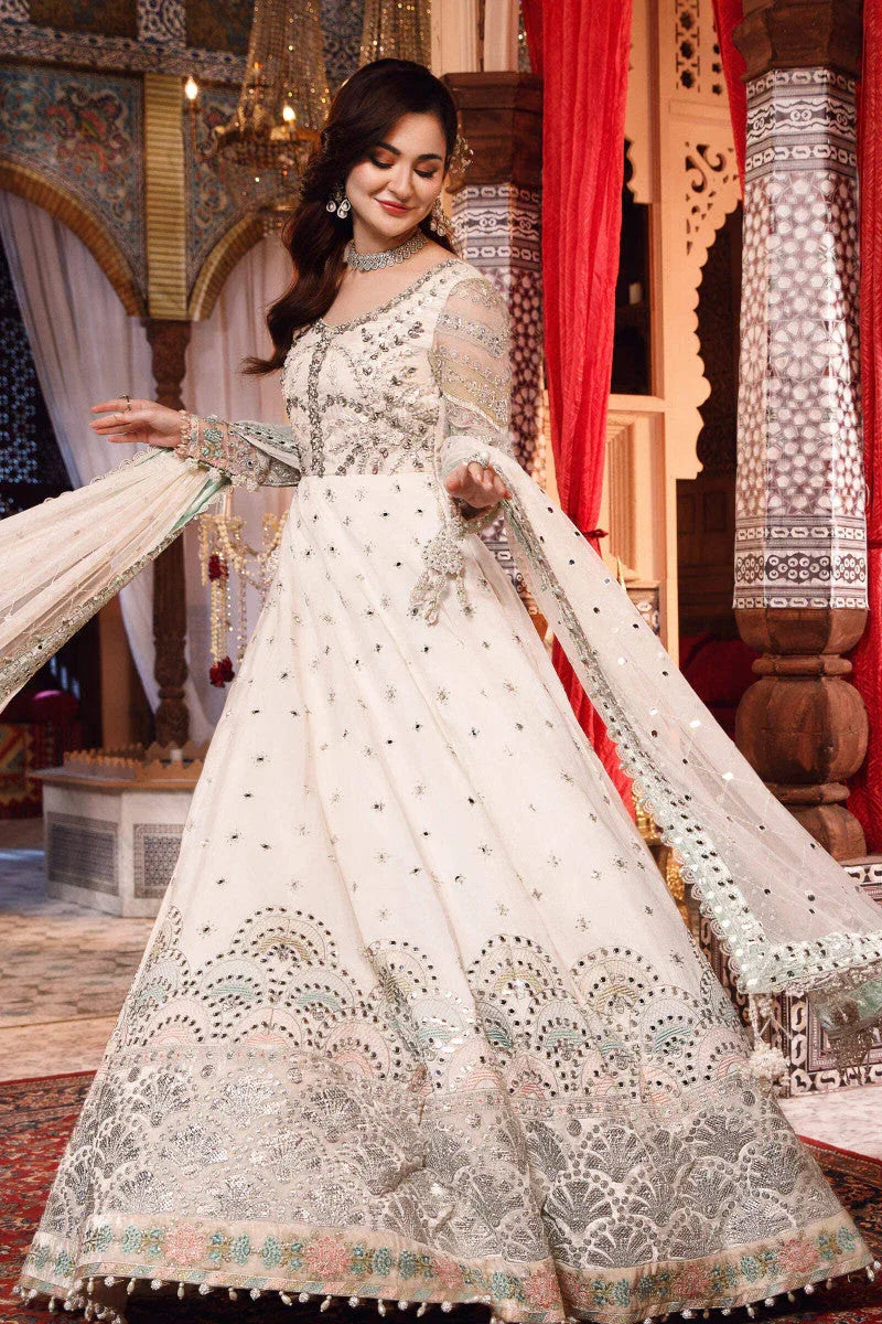 NEW MARIA B -Pearl White and Peachy Silver (BD-2502) - Aqsa Fabrics