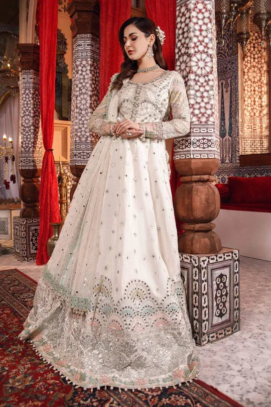 NEW MARIA B -Pearl White and Peachy Silver (BD-2502) - Aqsa Fabrics