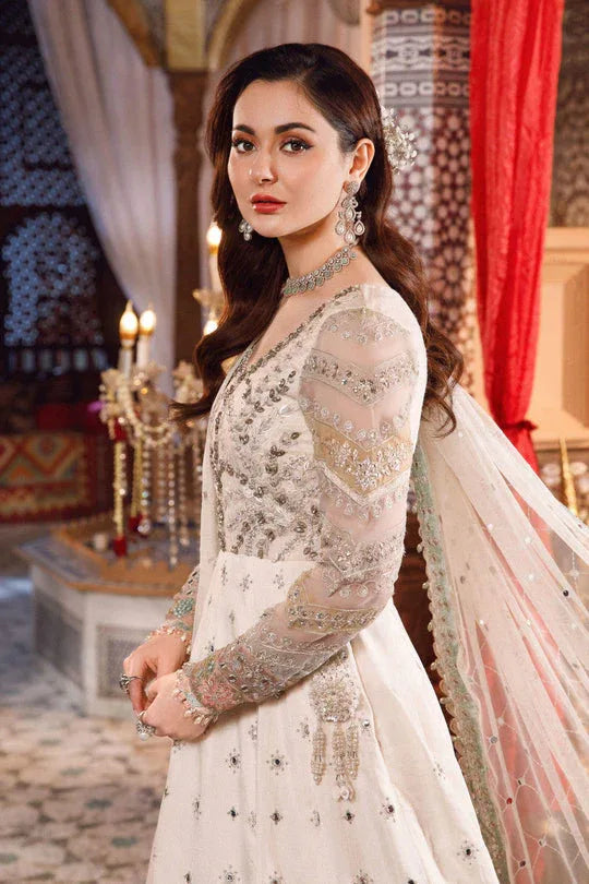 NEW MARIA B -Pearl White and Peachy Silver (BD-2502) - Aqsa Fabrics