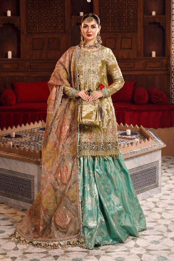 NEW MARIA B -Salmon and Leaf Green - Aqsa Fabrics