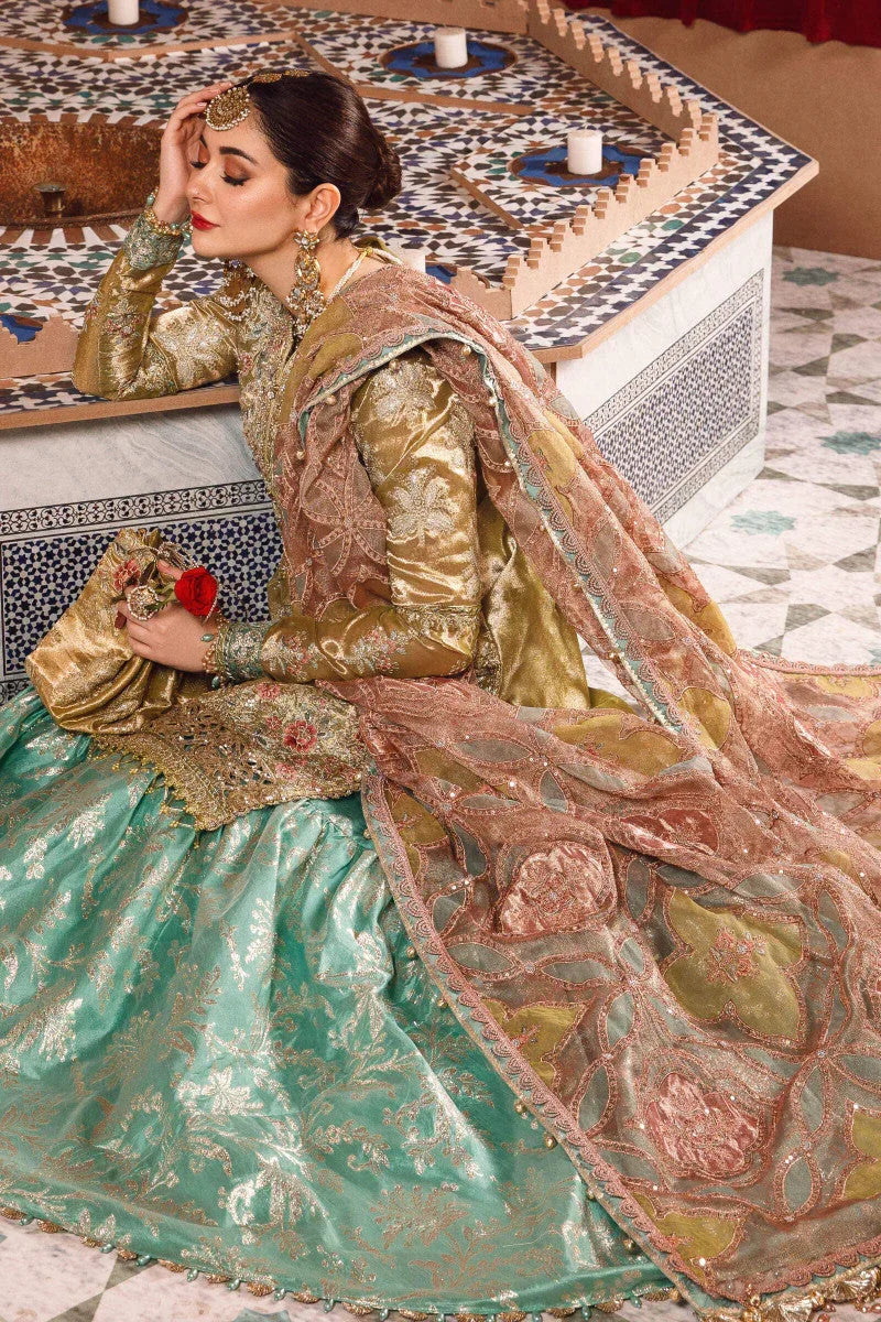 NEW MARIA B -Salmon and Leaf Green - Aqsa Fabrics