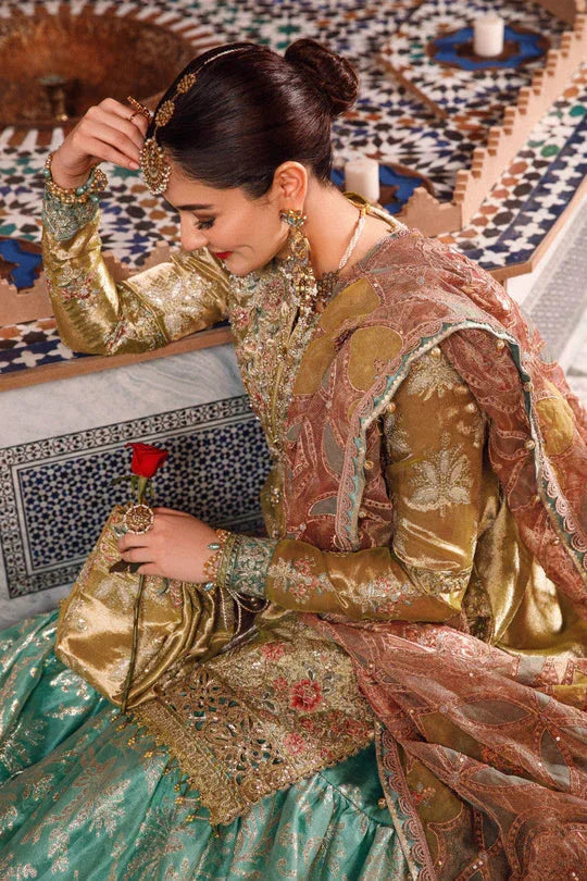 NEW MARIA B -Salmon and Leaf Green - Aqsa Fabrics