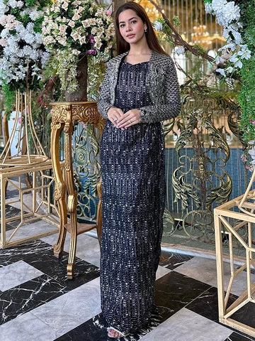 Epoque | Ciel Luxury Couture | Noir - Aqsa Fabrics