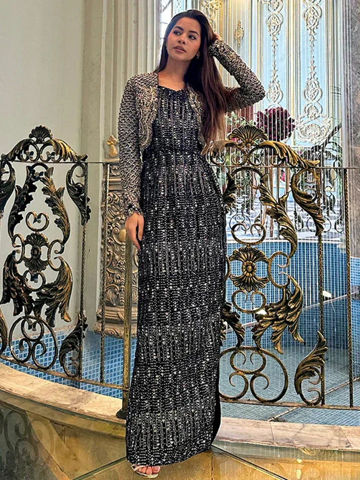 Epoque | Ciel Luxury Couture | Noir - Aqsa Fabrics