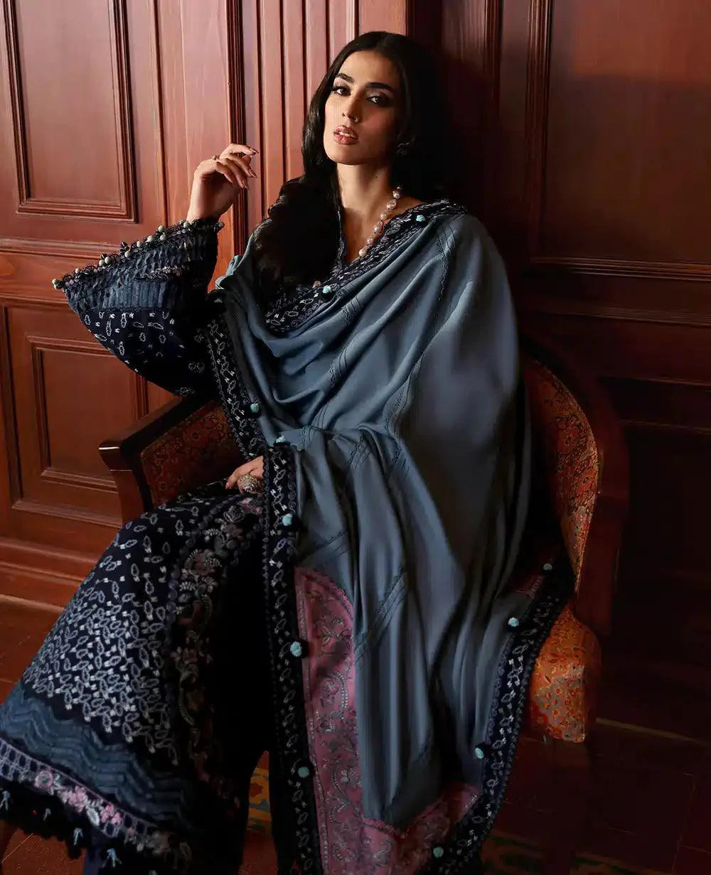 Republic Womenswear | Noemei Luxury Shawl 23 | NWU23-D5-B - Aqsa Fabrics