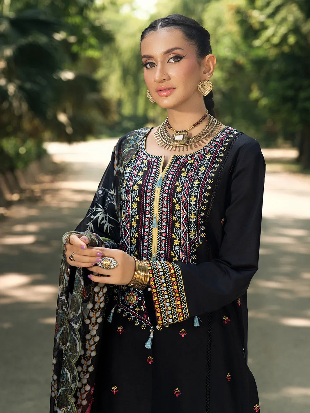 Hemstitch | The Garden Lawn | Night Jasmine - Aqsa Fabrics