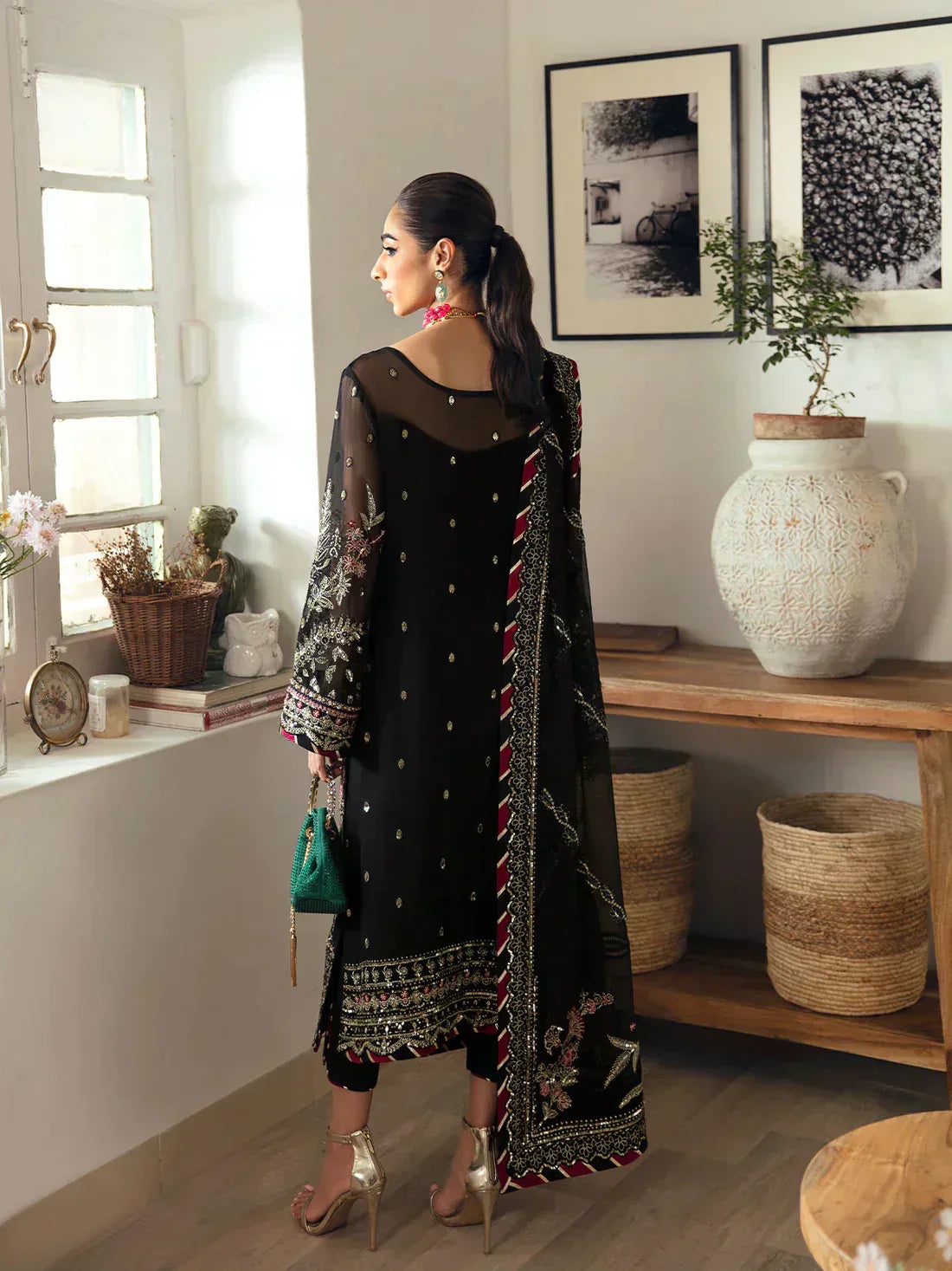 Gulaal | Embroidered Chiffon 23 | NOIR GL-EC-23V1-06 - Aqsa Fabrics
