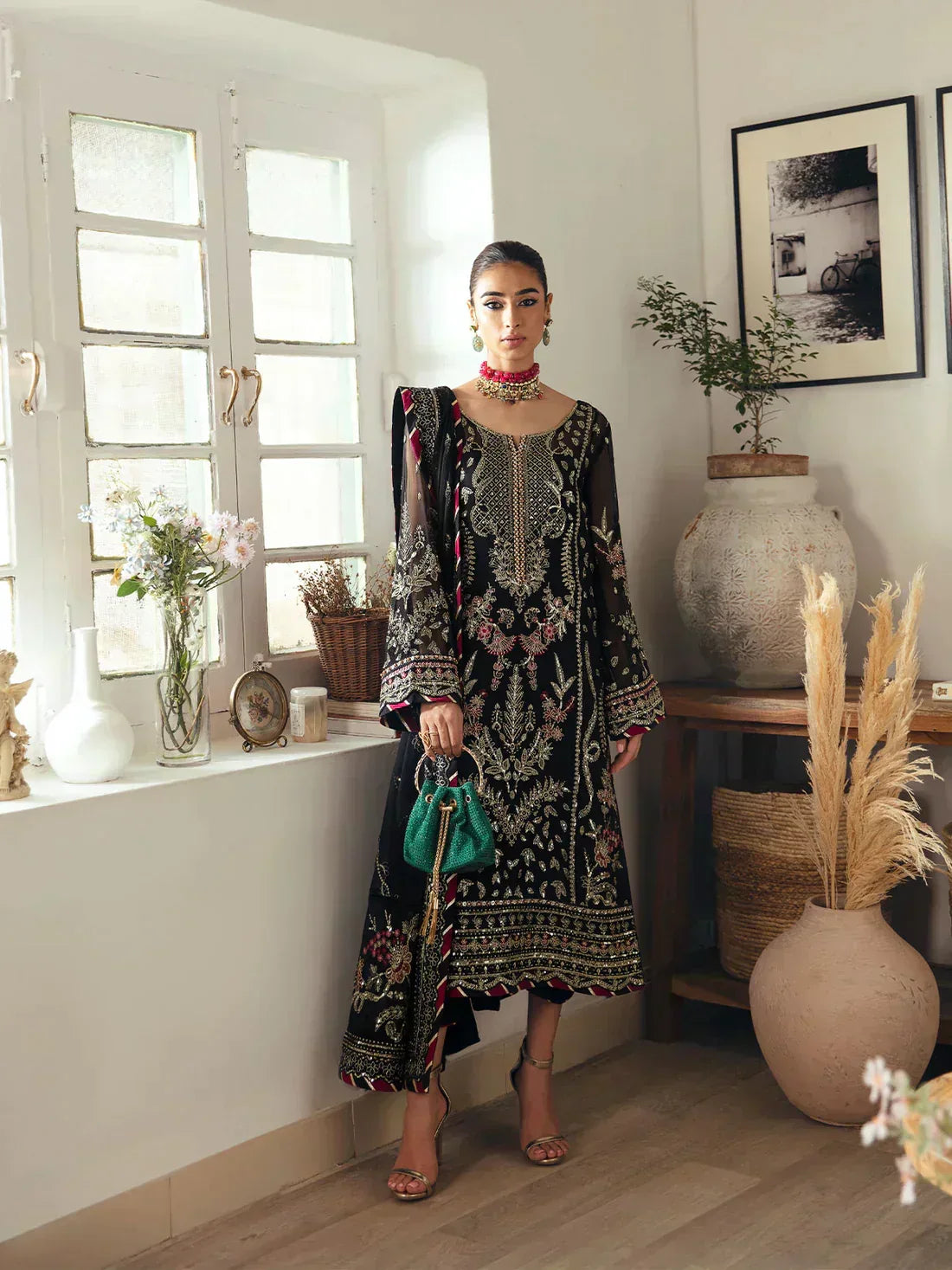 Gulaal | Embroidered Chiffon 23 | NOIR GL-EC-23V1-06 - Aqsa Fabrics