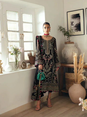 Gulaal | Embroidered Chiffon 23 | NOIR GL-EC-23V1-06 - Aqsa Fabrics