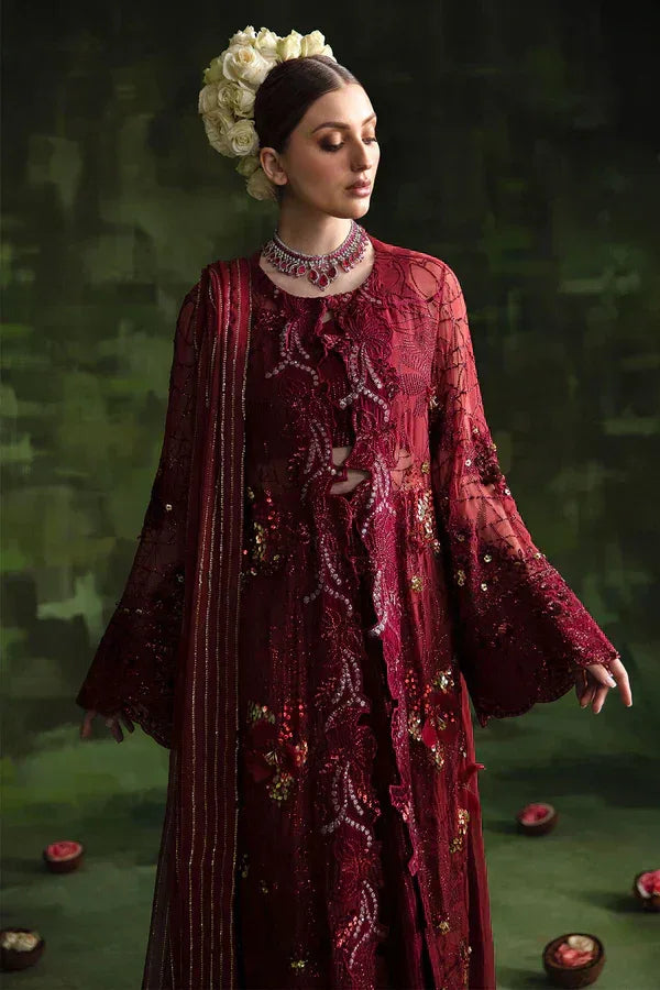 Nureh | Wedding Formals 24 | Russian Red - Aqsa Fabrics