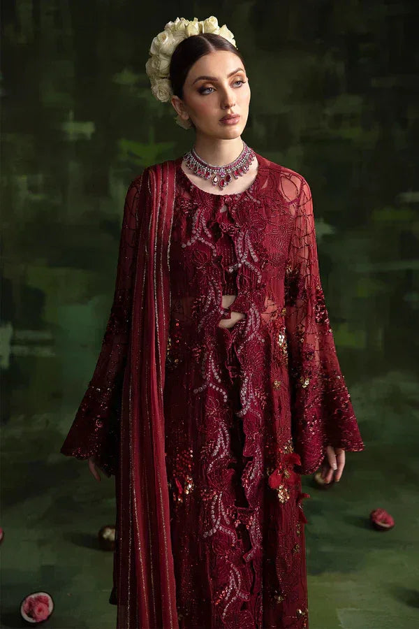 Nureh | Wedding Formals 24 | Russian Red - Aqsa Fabrics
