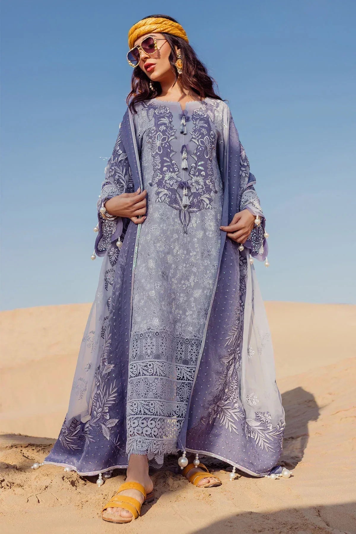 Nureh | Sehra Swiss Voil Lawn | CAMEO - NE-80 - Aqsa Fabrics