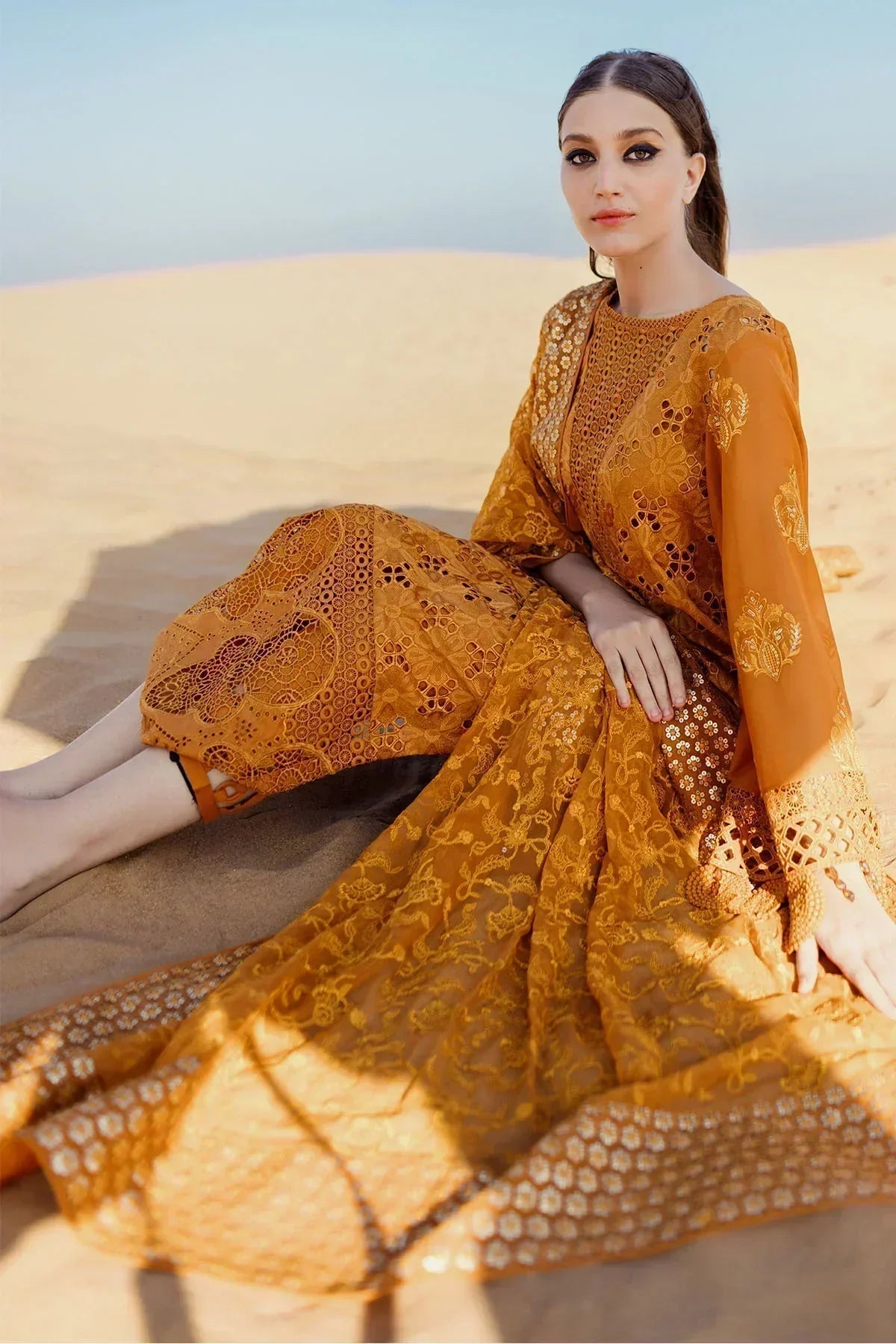 Nureh | Sehra Swiss Voil Lawn | MEEHA - NE-75 - Aqsa Fabrics