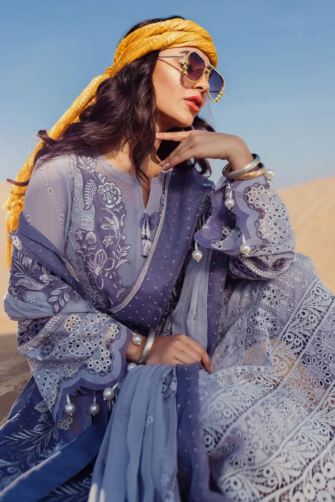 Nureh | Sehra Swiss Voil Lawn | CAMEO - NE-80 - Aqsa Fabrics