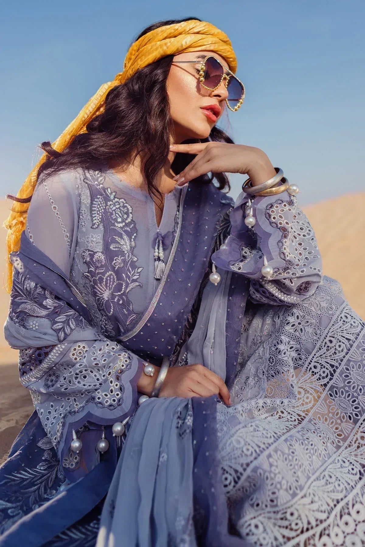 Nureh | Sehra Swiss Voil Lawn | CAMEO - NE-80 - Aqsa Fabrics