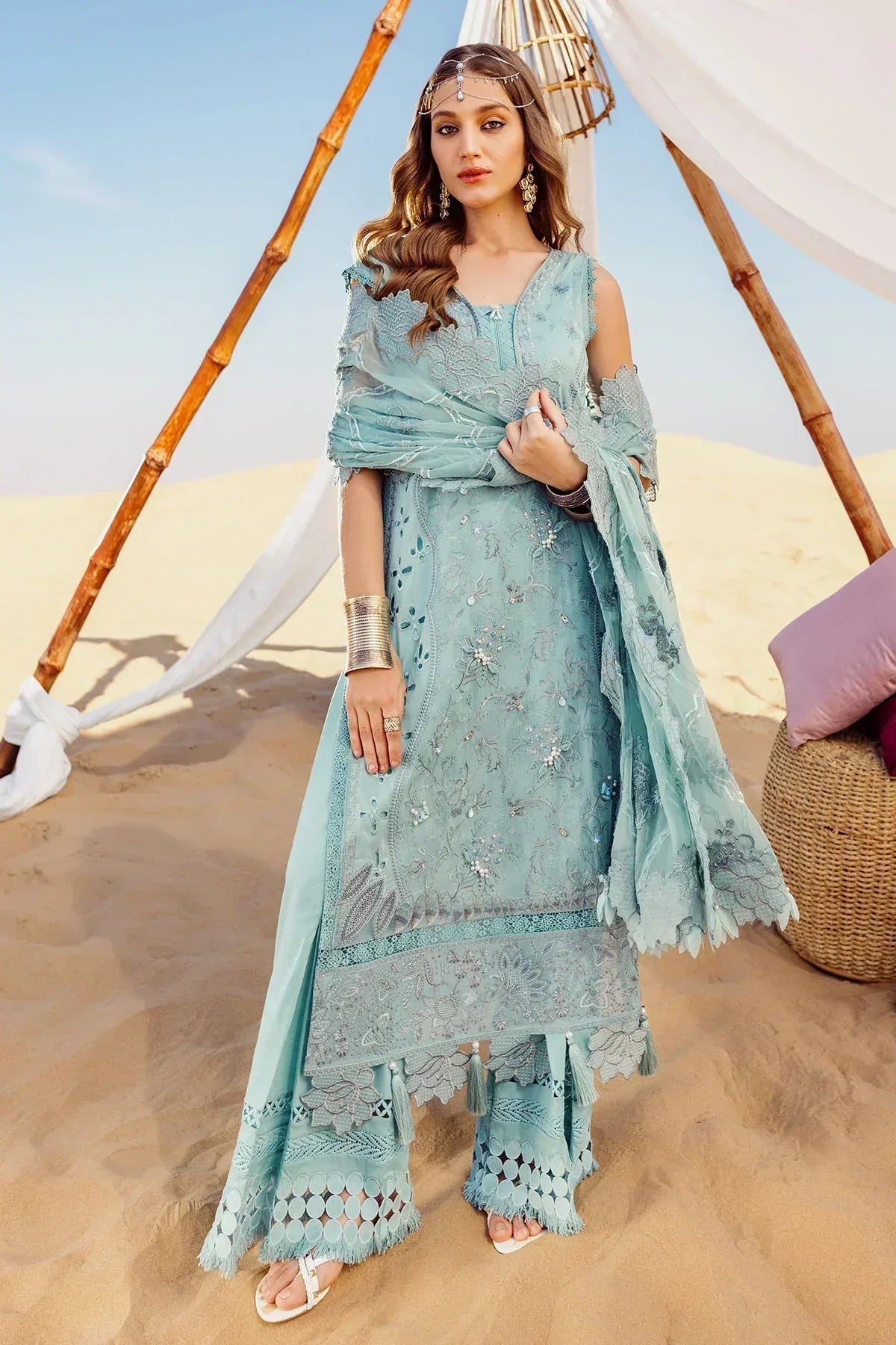 Nureh | Sehra Swiss Voil Lawn | AROOSH - NE-76 - Aqsa Fabrics