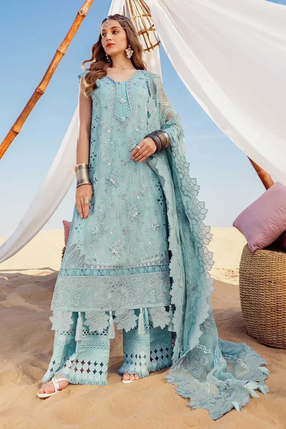 Nureh | Sehra Swiss Voil Lawn | AROOSH - NE-76 - Aqsa Fabrics